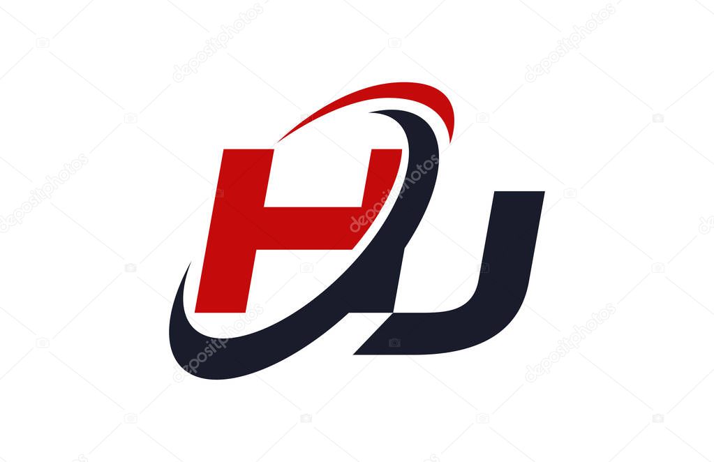 HJ Logo Swoosh Global Red Letter Vector Concept