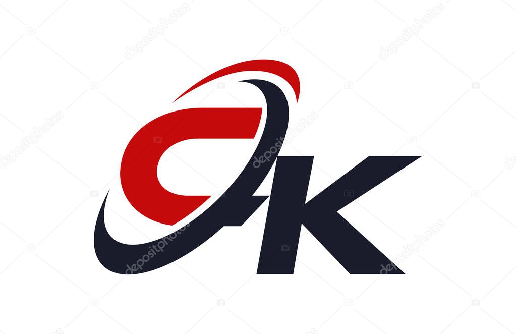 CK Logo Swoosh Global Red Letter Vector Concept