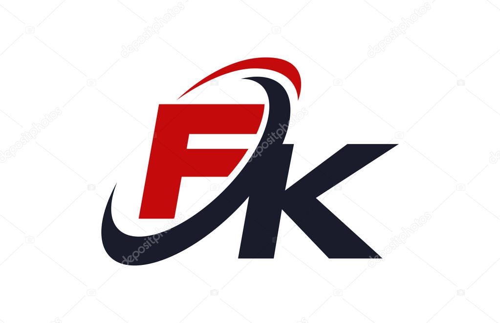 FK Logo Swoosh Global Red Letter Vector Concept