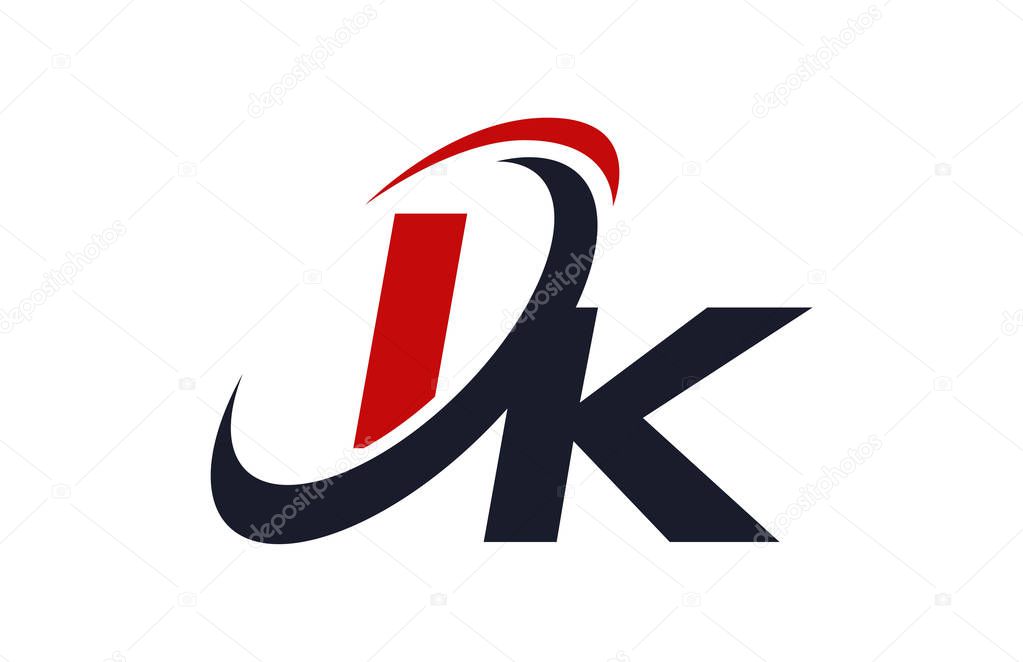 IK Logo Swoosh Global Red Letter Vector Concept