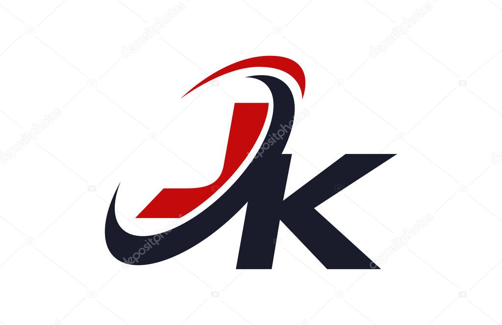 JK Logo Swoosh Global Red Letter Vector Concept