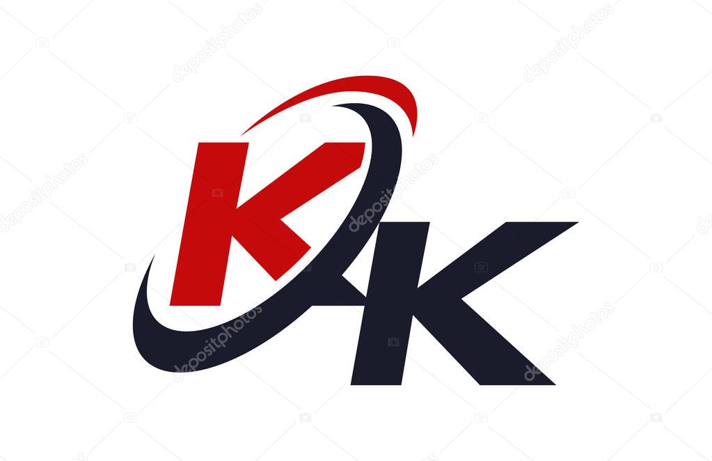 KK Logo Swoosh Global Red Letter Vector Concept