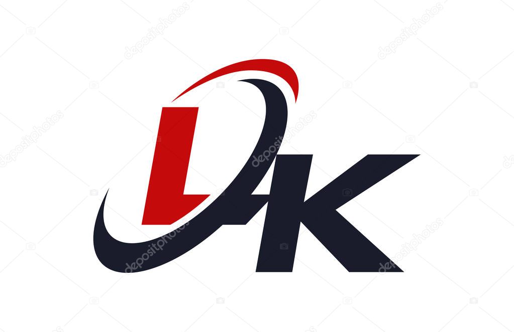 LK Logo Swoosh Global Red Letter Vector Concept