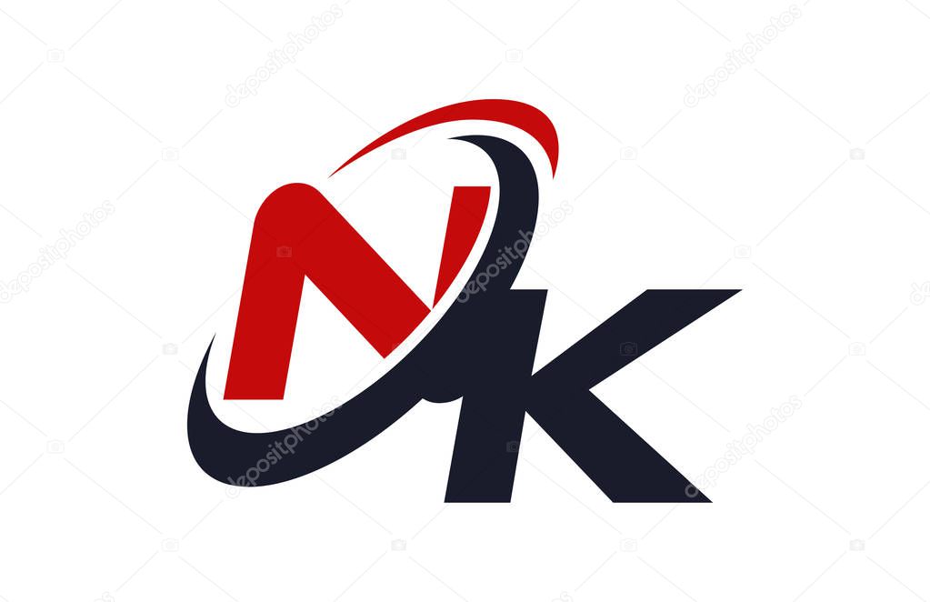 NK Logo Swoosh Global Red Letter Vector Concept