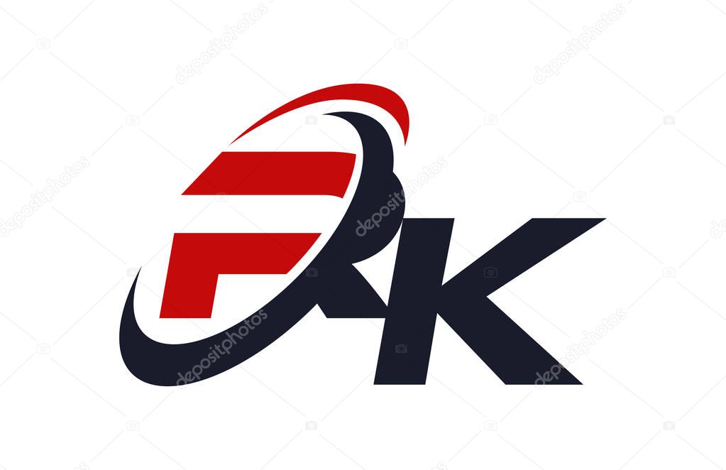 RK Logo Swoosh Global Red Letter Vector Concept