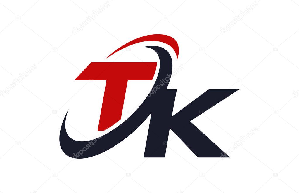 TK Logo Swoosh Global Red Letter Vector Concept