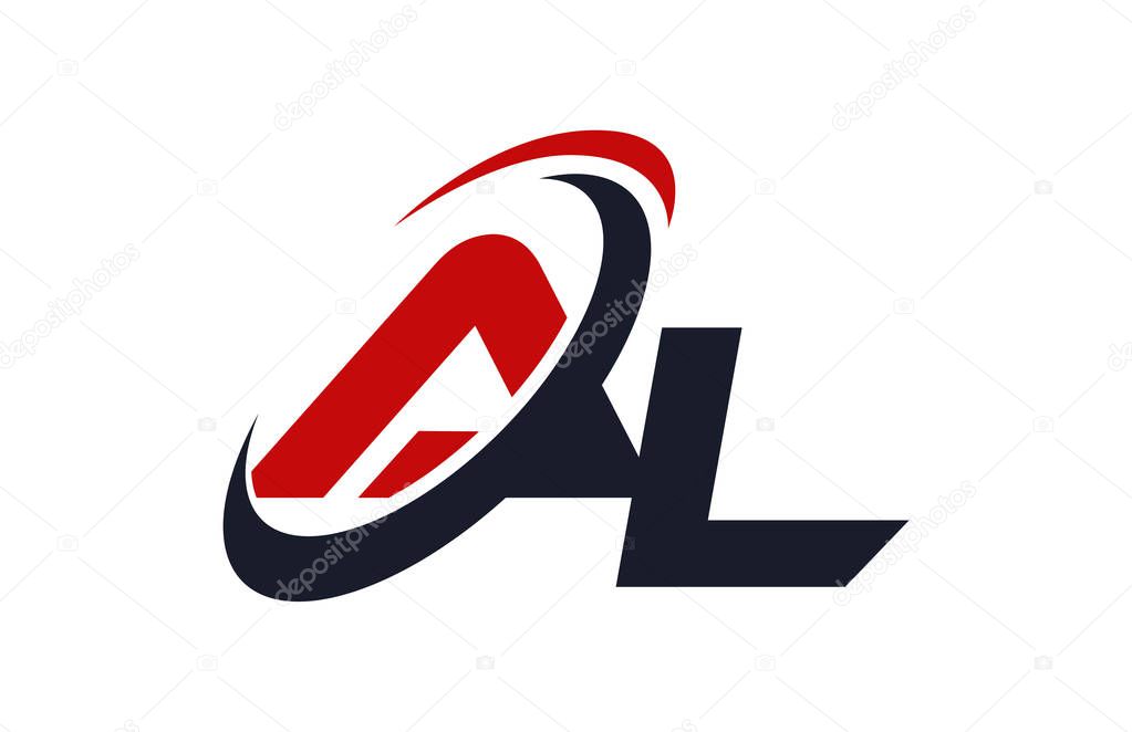 AL Logo Swoosh Global Red Letter Vector Concept