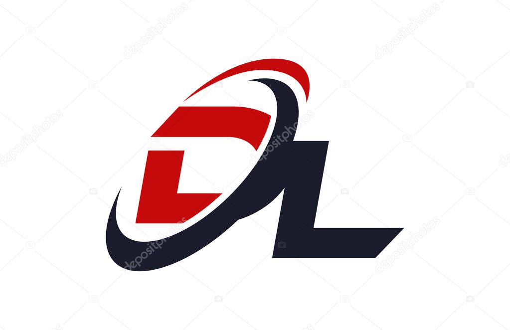 DL Logo Swoosh Global Red Letter Vector Concept