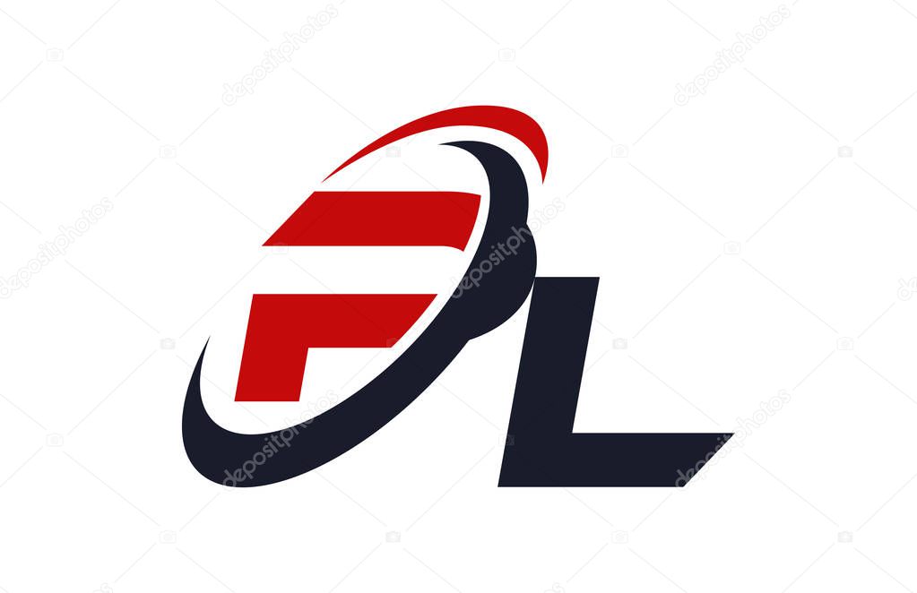 PL Logo Swoosh Global Red Letter Vector Concept