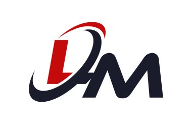 LM Logo Swoosh küresel kırmızı mektup vektör kavramı