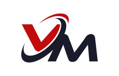 VM Logo Swoosh küresel kırmızı mektup vektör kavramı