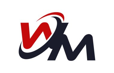 WM Logo Swoosh küresel kırmızı mektup vektör kavramı