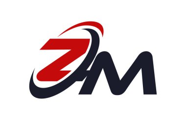 ZM Logo Swoosh küresel kırmızı mektup vektör kavramı