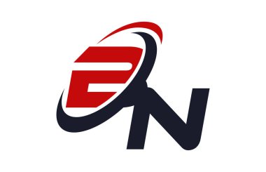 Bn Logo Swoosh küresel kırmızı mektup vektör kavramı