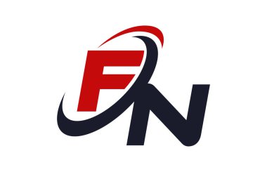 FN Logo Swoosh küresel kırmızı mektup vektör kavramı
