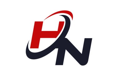 Hn Logo Swoosh küresel kırmızı mektup vektör kavramı