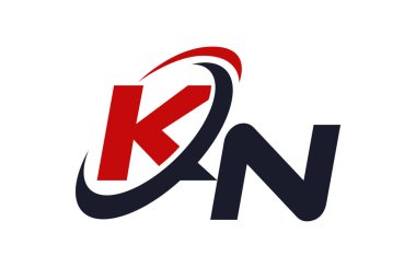 KN Logo Swoosh küresel kırmızı mektup vektör kavramı