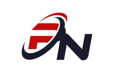 PN Logo Swoosh küresel kırmızı mektup vektör kavramı