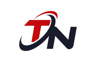 TN Logo Swoosh küresel kırmızı mektup vektör kavramı