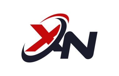 Xn Logo Swoosh küresel kırmızı mektup vektör kavramı