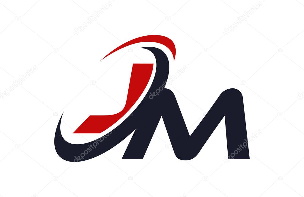 JM Logo Swoosh Global Red Letter Vector Concept