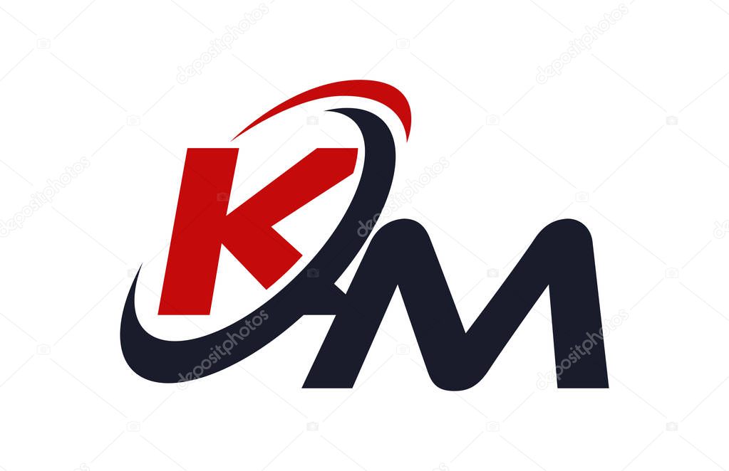 KM Logo Swoosh Global Red Letter Vector Concept