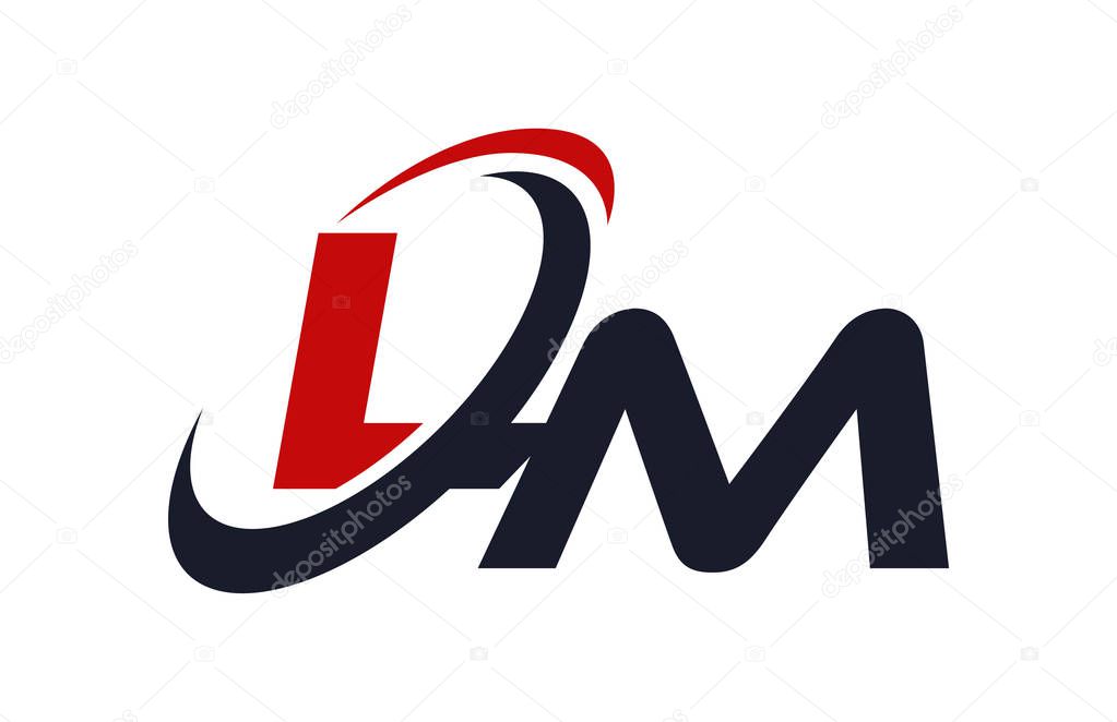 LM Logo Swoosh Global Red Letter Vector Concept