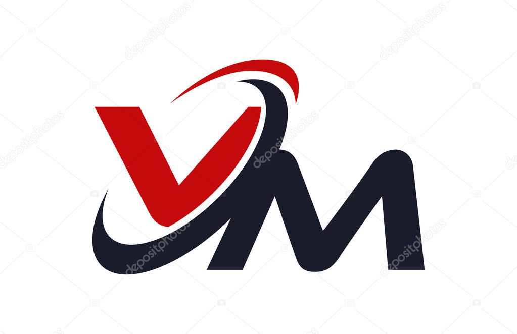 VM Logo Swoosh Global Red Letter Vector Concept
