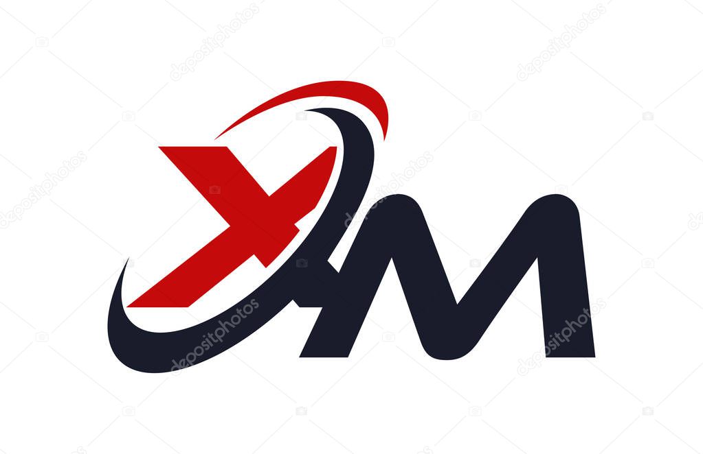 XM Logo Swoosh Global Red Letter Vector Concept