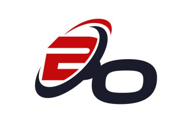 Bo Logo Swoosh küresel kırmızı mektup vektör kavramı