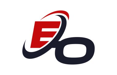 EO Logo Swoosh küresel kırmızı mektup vektör kavramı