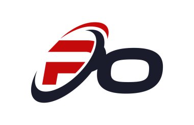 Po Logo Swoosh küresel kırmızı mektup vektör kavramı