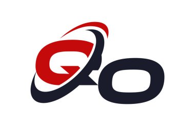Qo Logo Swoosh küresel kırmızı mektup vektör kavramı