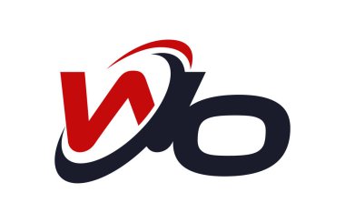 Wo Logo Swoosh küresel kırmızı mektup vektör kavramı