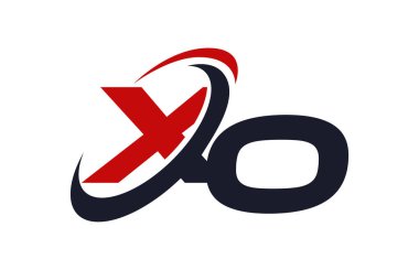XO Logo Swoosh küresel kırmızı mektup vektör kavramı