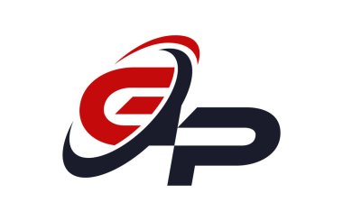 GP Logo Swoosh küresel kırmızı mektup vektör kavramı