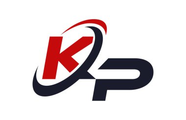 KP Logo Swoosh küresel kırmızı mektup vektör kavramı