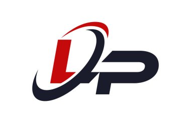 LP Logo Swoosh küresel kırmızı mektup vektör kavramı