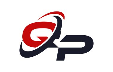 QP Logo Swoosh küresel kırmızı mektup vektör kavramı
