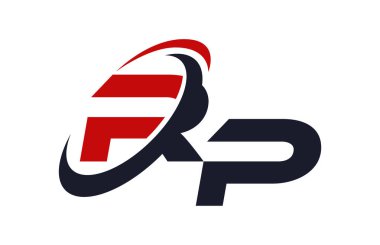 RP Logo Swoosh küresel kırmızı mektup vektör kavramı