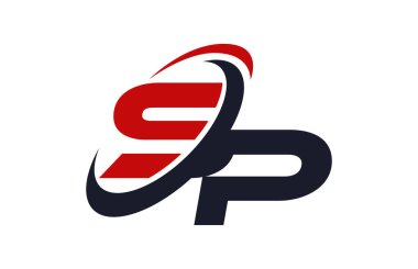 SP Logo Swoosh Global Red Letter Vector Concept clipart