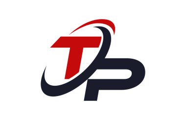 TP Logo Swoosh küresel kırmızı mektup vektör kavramı