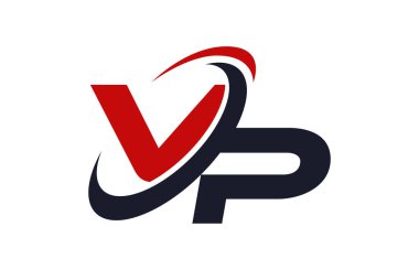 VP Logo Swoosh küresel kırmızı mektup vektör kavramı