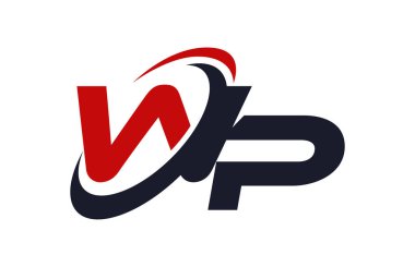 WP logosu Swoosh küresel kırmızı mektup vektör kavramı