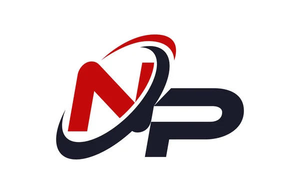 NP Logo Swoosh küresel kırmızı mektup vektör kavramı