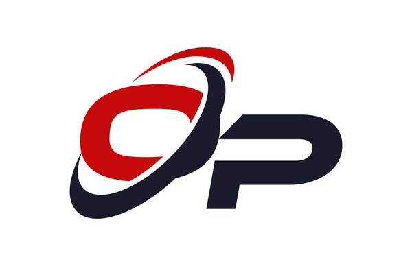 OP Logo Swoosh Global Red Letter Vector Concept