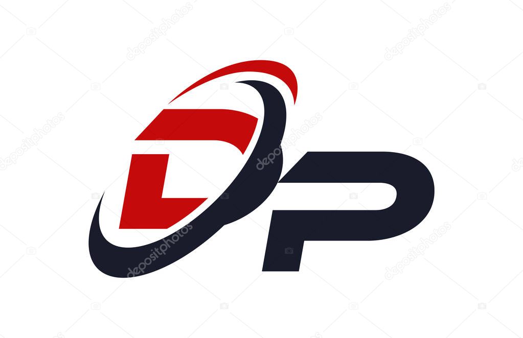 DP Logo Swoosh Global Red Letter Vector Concept
