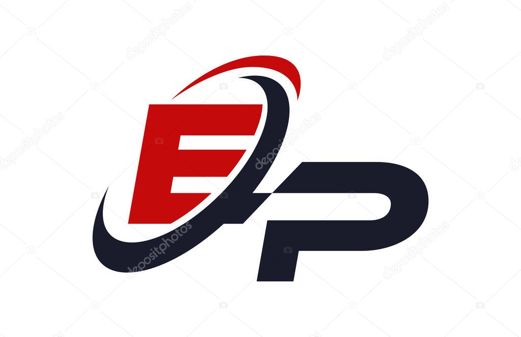 EP Logo Swoosh Global Red Letter Vector Concept
