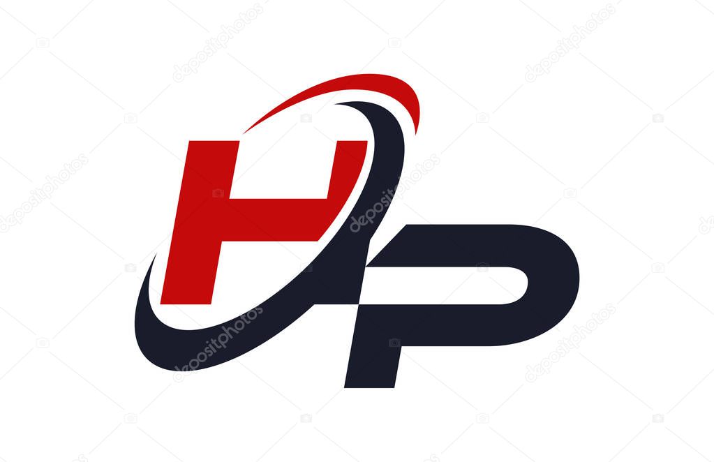 HP Logo Swoosh Global Red Letter Vector Concept