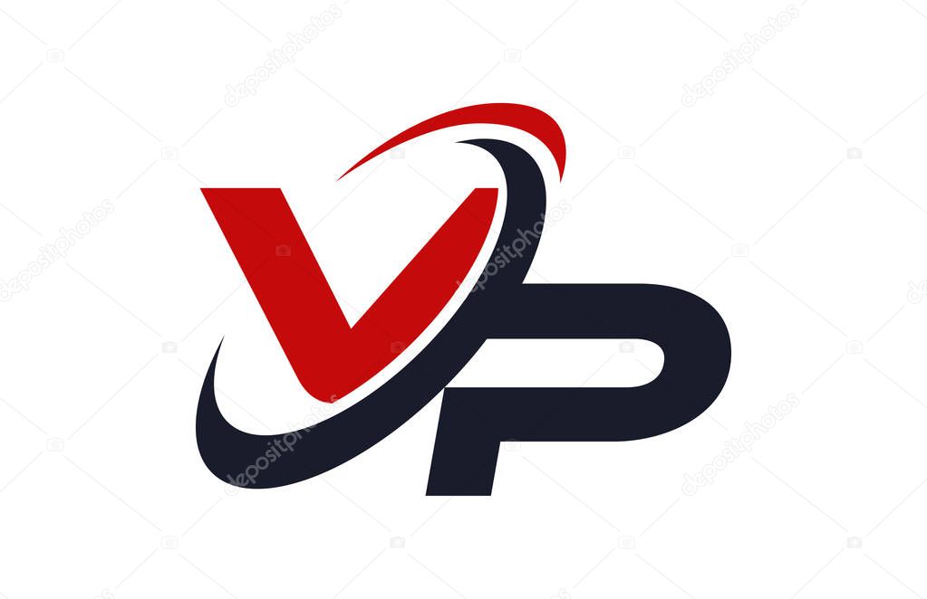 VP Logo Swoosh Global Red Letter Vector Concept